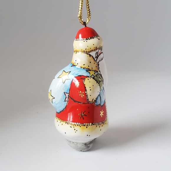 Handpainted Santa Ornament Handmade in Russia Vintage Ceramic Christmas Decor - Picture 5 of 9